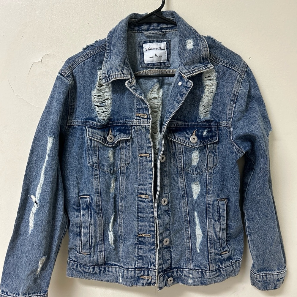 Highway Jeans Distressed Denim Jacket womens size small